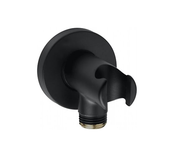 Изображение товара Держатель с шланговым подсоединением Bossini круглая розетка, цвет черный матовый C12000.073