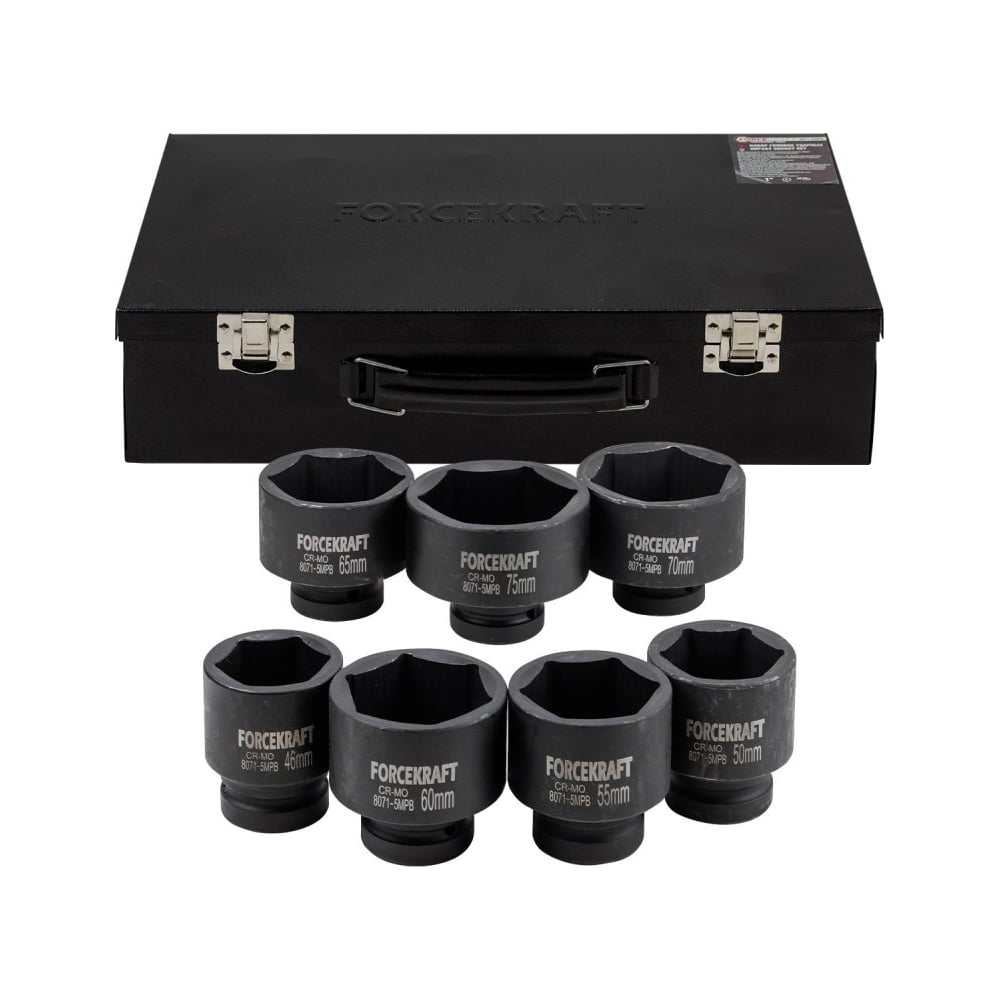 Изображение товара Набор ударных головок 7 шт 1 дюйм CrMo Forcekraft FK-8071-5MPB