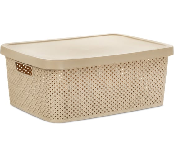 Изображение товара Ящик для хранения DIAMOND латте 13л с крышкой HOBBY LIFE HL041261L