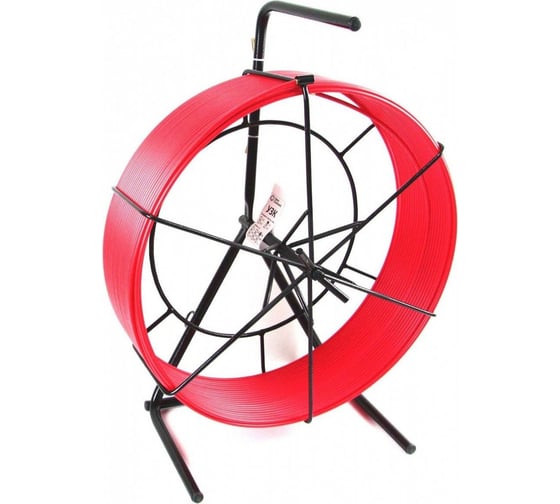 Изображение товара Протяжка для кабеля УЗК OlmiOn стальной пруток d=6 мм L=30 м в напольной кассете №3, красный СТ-К3-6/30