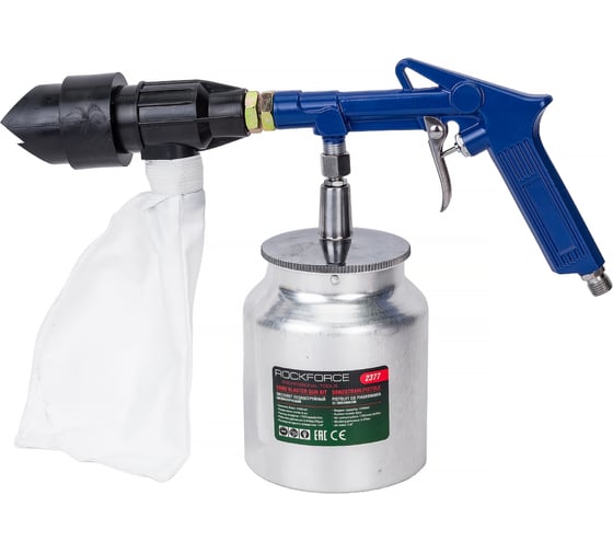 Изображение товара Пескоструйный пневматический пистолет со сменными насадками и песком ROCKFORCE RF-2377(47714)