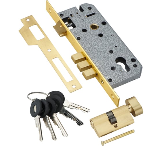 Изображение товара Врезной замок с секретным двухрядным цилиндром ADDEN BAU LOCK 4585 5-60B D GOLD 940000000589