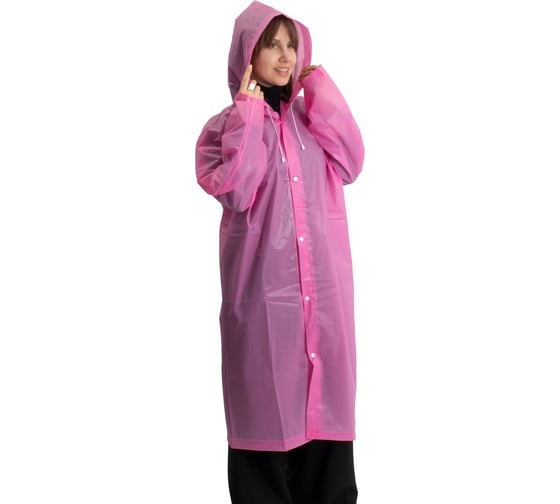 Изображение товара Плащ-дождевик Следопыт EVA, 66x115 см, на кнопках, с капюшоном, розовый, р. 46-48 PF-RC-14
