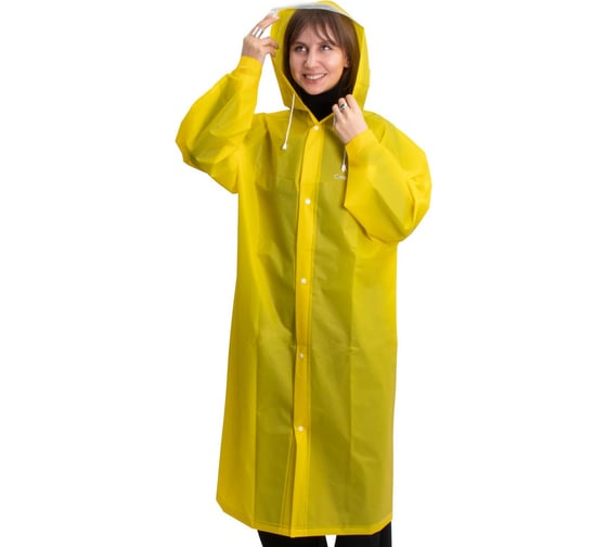 Изображение товара Плащ-дождевик Следопыт плотный EVA, 66x115 см, с козырьком на капюшоне и чехлом, желтый, р.46-48/50 PF-RC-16