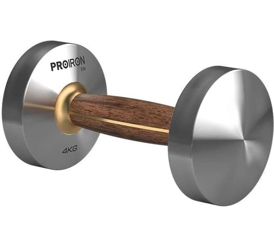 Изображение товара Гантель из нержавеющей стали и орехового дерева PROIRON 4 кг Г1040НО