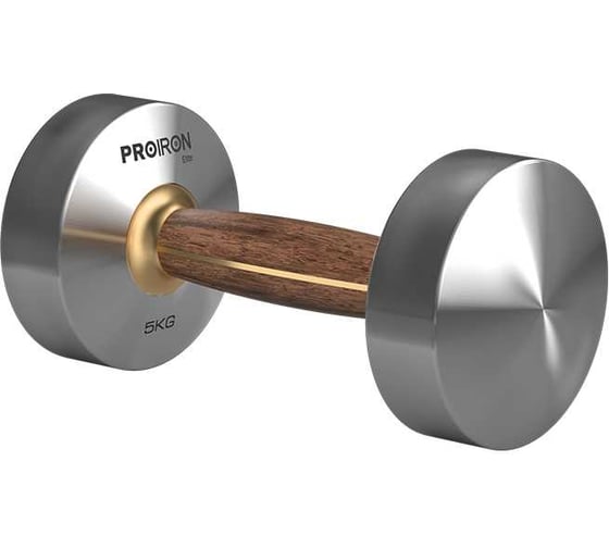 Изображение товара Гантель из нержавеющей стали и орехового дерева PROIRON 5 кг Г1050НО