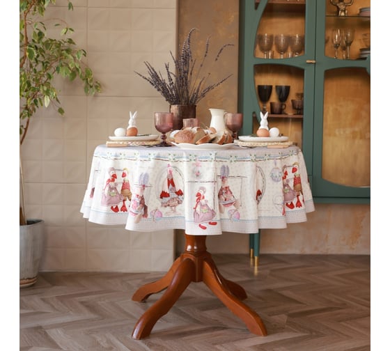 Изображение товара Скатерть Этель Пасхальные Тильды d=148 см, 100% хлопок, саржа 190 гр/м2 10261478