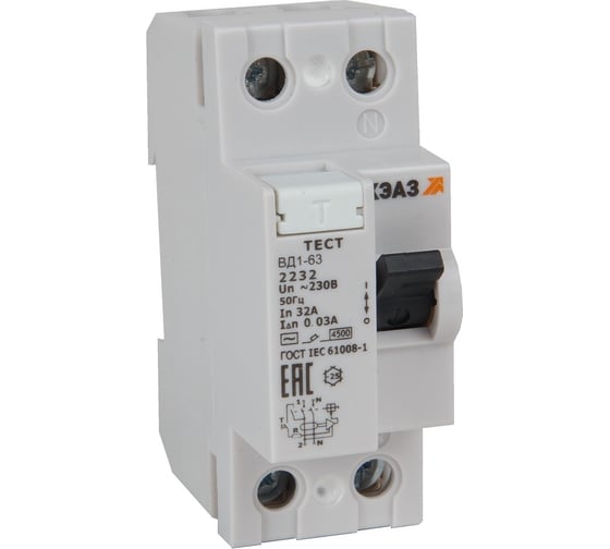 Изображение товара Выключатель дифференциального тока КЭАЗ без защиты от сверхтоков ВД1-63-2216-АС-УХЛ4 (2P, 16, 30mA) электронное- 318458