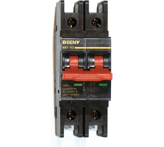 Изображение товара Автоматический выключатель постоянного тока ZJBeny 2P 16А В 600V характеристика В 1.5 кА BB1-63 2P 16 600V
