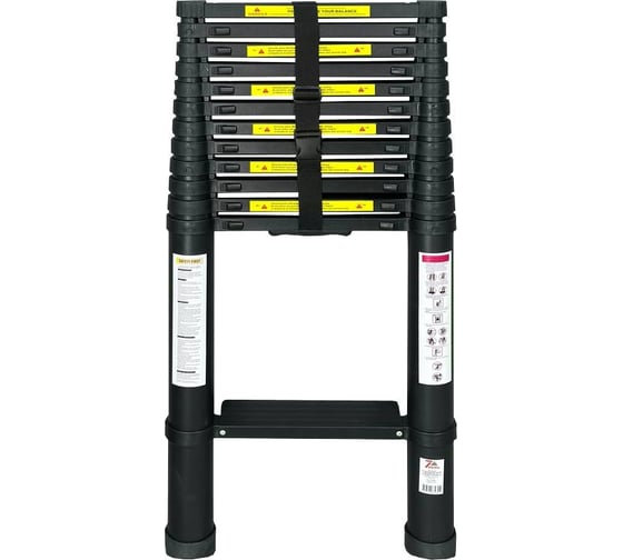 Изображение товара Лестница телескопическая черная с широкими ступенями SevenBerg 5,0 м AY-50