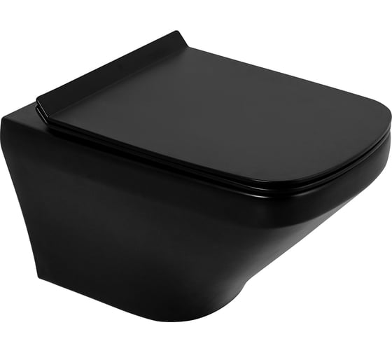 Изображение товара Унитаз подвесной безободковый с быстросъемным сидением с миколифтом BelBagno SELA, черный BB3201CHR-MB/BB3201SC-MB