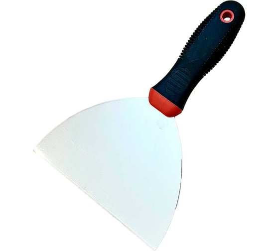 Изображение товара Шпатель Стройштуки 100 мм, двухкомпонентная рукоятка красная 1 мм УТ-00023795