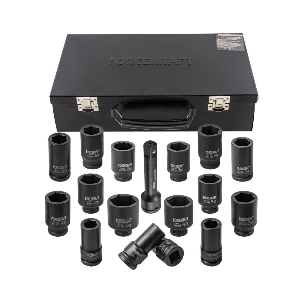 Изображение товара Набор головок Forcekraft FK-6163-5MPB 3/4"DR, 6/12-гр., 17-50 мм, кейс