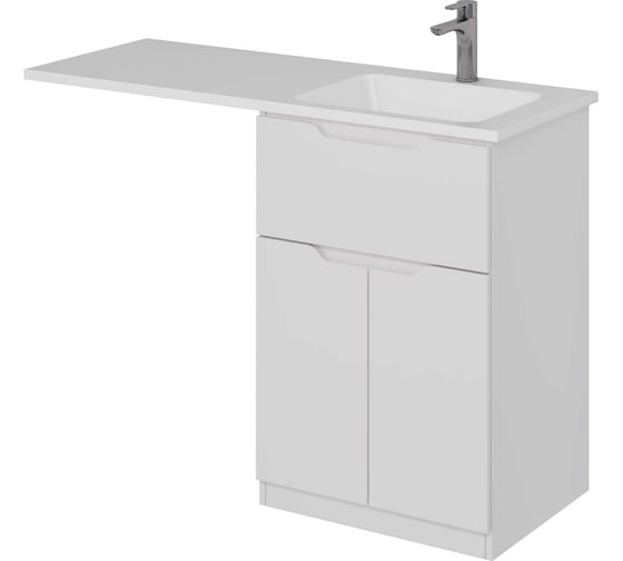 Изображение товара Тумба с раковиной (чаша справа) напольная Dreja VEGA,60 см,1 ящик, 2 дверцы, белый глянец - 99.0450-100120R 99.0450RK