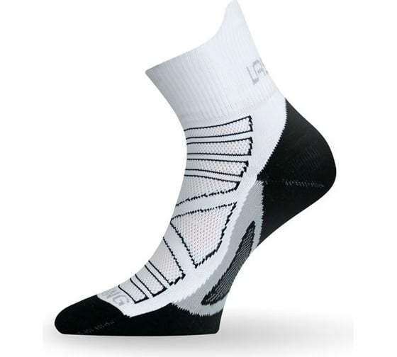 Изображение товара Носки Lasting RPC 098, белые с черной подошвой и серой полоской, размер M RPC098-M