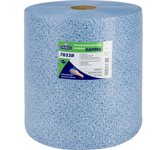 Изображение товара Нетканый протирочный материал PROBOS GAMMA 7853B, 85 г/м2, голубой, V-тиснение, 32x36см, 500л/рулон 7853B500