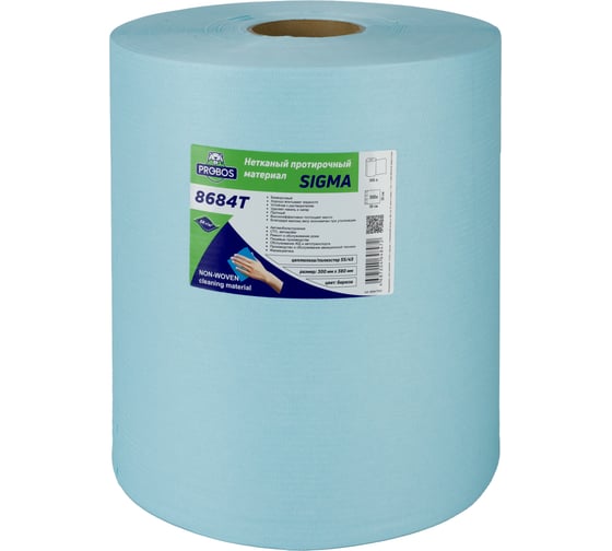 Изображение товара Нетканый протирочный материал PROBOS SIGMA 8684T, 68 г/м2, бирюзовый, креп-тиснение, 30x38см,500 л/р 8684T500