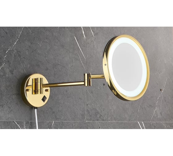 Изображение товара Зеркало для ванной OUTE 20 см с подсветкой, настенное крепление, цвет золотой TJ88G-8