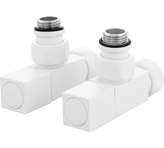 Изображение товара Кран-вентиль ENERGY угл/квадр., ручка квадр, 3/4" х 1/2" г/ш белый матовый, пара УТ-УТ-01101