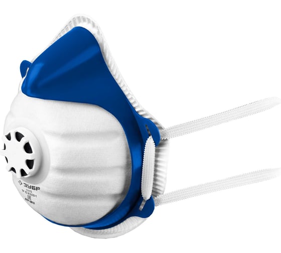 Изображение товара Фильтрующая полумаска коническая ЗУБР класс защиты FFP1, с клапаном выдоха, с 10-ю сменными фильтрами 11173