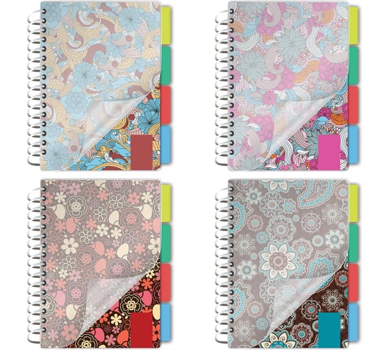 Изображение товара Блокнот BRAUBERG 115х152 мм, А6, 150л, гребень сбоку, обложка, 4 раздел-ля, клетка, Кружево, 125389