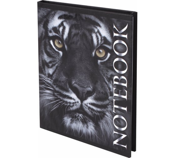 Изображение товара Блокнот BRAUBERG 110 х147 мм, А6, 80л, ламинир. обложка, выборочн. лак, клетка, Тигр, 123244