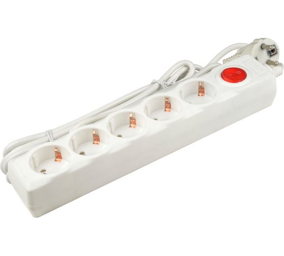 Изображение товара Сетевой фильтр Uniel S-GSU5-5, Universal, WHITE, 5м, ПВС 3х0.75, 5 гнезд, с заземлением, 10А UL-00001747