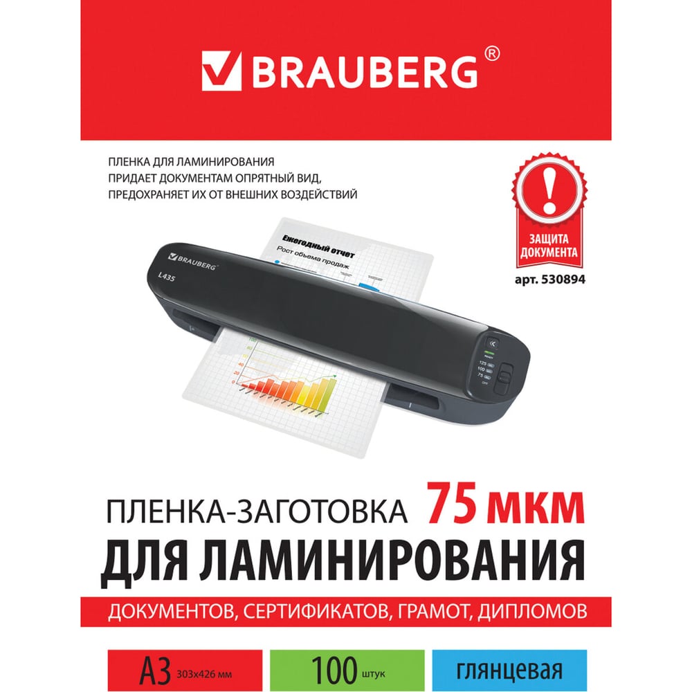 Пленки-заготовки для ламинирования BRAUBERG 530894