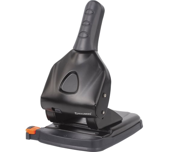 Изображение товара Дырокол BRAUBERG металлический МОЩНЫЙ "Heavy duty" до 65 листов, эргономичный, черный 228496