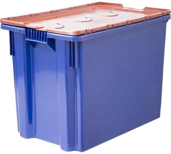 Изображение товара Ящик Дигрус п/э сплошной 600x400x400 синий с оранжевой крышкой Я/СПЛ-6440-КР-СОКР/Д