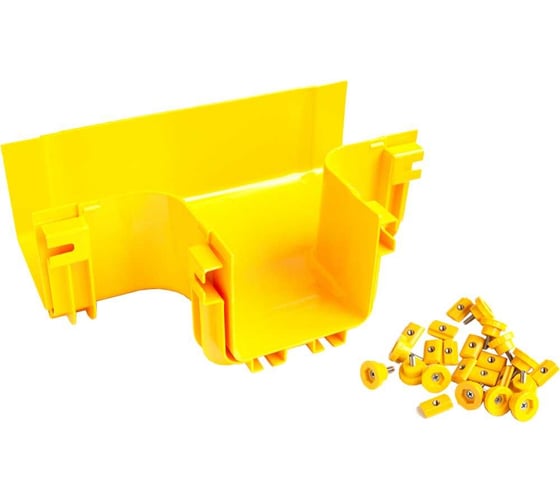 Изображение товара Т-соединитель оптического лотка LANMASTER 360 мм, монтаж без соединителей, желтый LAN-OT360-ET/NC