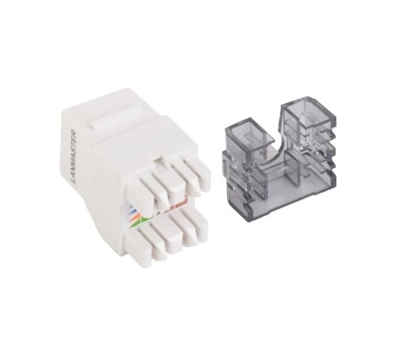 Изображение товара Модуль Keystone RJ45 LANMASTER кат.6A, UTP, 180 градусов, белый LAN-OK45U6A/180Z-WH