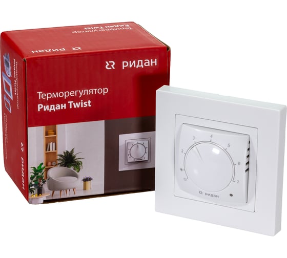 Изображение товара Терморегулятор Ридан Twist, с датчиком пола, белый, 16А 21RT0101R