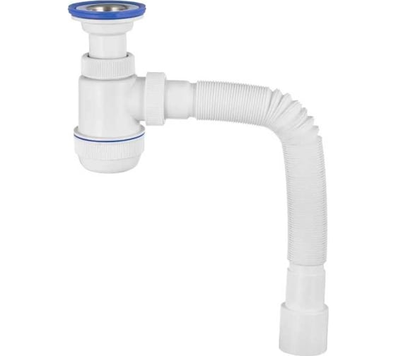 Изображение товара Сифон для раковины и умывальника в ванной комнате с литым выпуском и гибким соединением Wirquin 30975129