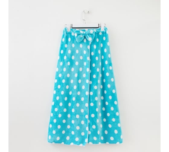 Изображение товара Набор для бани и ванной Этель Горох полотенце-парео 75х120 см+повязка, цвет голубой 5866351