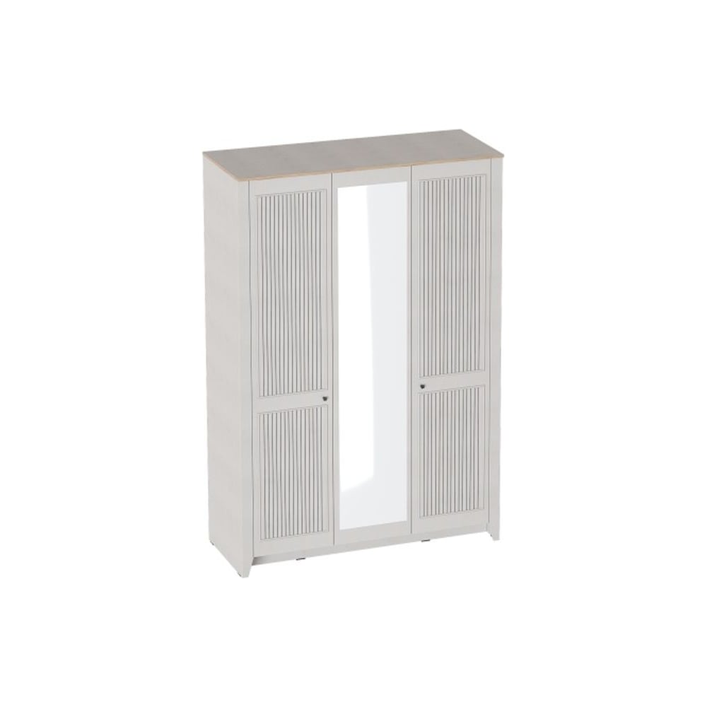 Изображение товара Шкаф Валенсия 3-дверный с зеркалом и полками для спальни персидский жемчуг