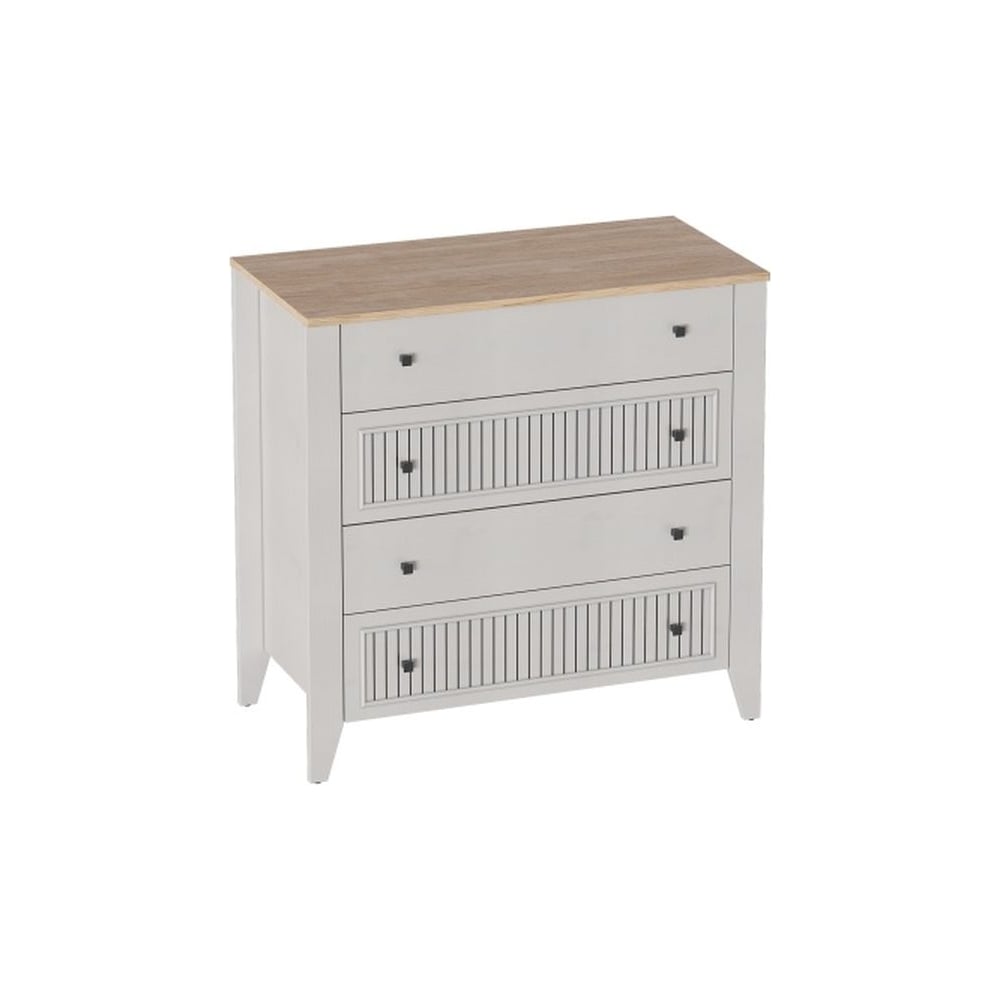 Изображение товара Комод Мебельград Валенсия с 4 ящиками Персидский жемчуг и дуб светлый