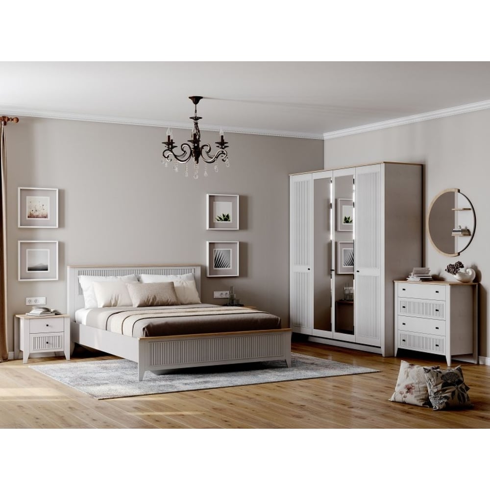 Изображение товара Комод Мебельград Валенсия с 5 ящиками светлый дуб персидский жемчуг классика