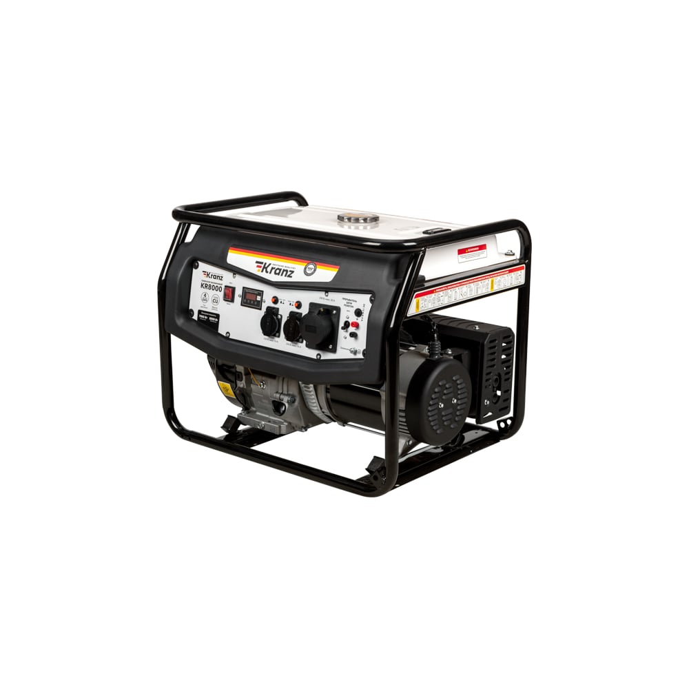 Изображение товара Бензиновый генератор KRANZ KR8000 8 кВт профессиональный мобильный с открытым кожухом