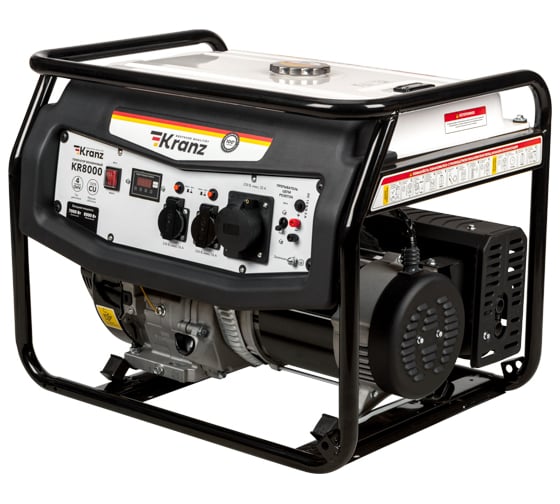 Изображение товара Бензиновый генератор KRANZ KR8000 8 кВт, 230 В, 25 л, ручной старт KR-16-1137