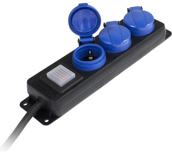 Изображение товара Удлинитель-шнур с кнопкой энаргит G03PK, КГ 3x2,5 (3 розетки, 10 метров, IP44) G03PK-325-10-3-44