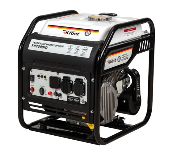 Изображение товара Инверторный генератор KRANZ KR2500IO 2,5 кВт, 230 В, 7 л, открытый корпус, ручной старт KR-16-1142