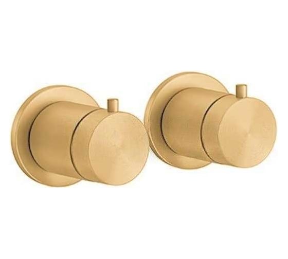 Изображение товара Термостат встраиваемый Gessi Shower316 с переключателем на 2 выхода, внешняя часть, цвет Brass Brushed PVD 54234.727