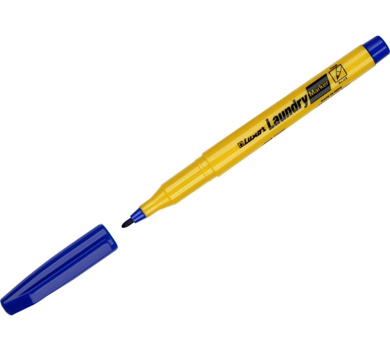 Изображение товара Маркер перманентный Luxor для ткани/для прачечных Laundry синий пулевидный 1-2мм 12 шт 3512