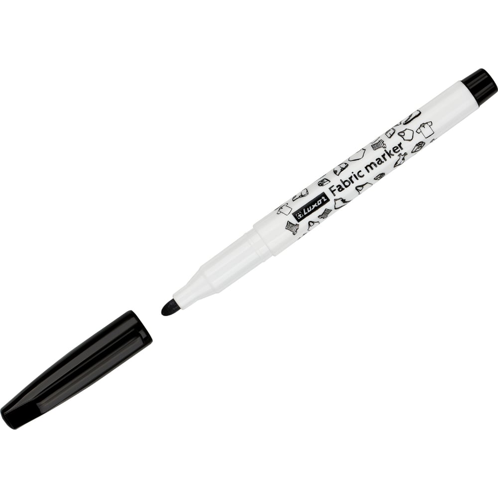 Изображение товара Маркер для ткани Luxor Fabric черный 1-2мм набор 12 шт пулевидный