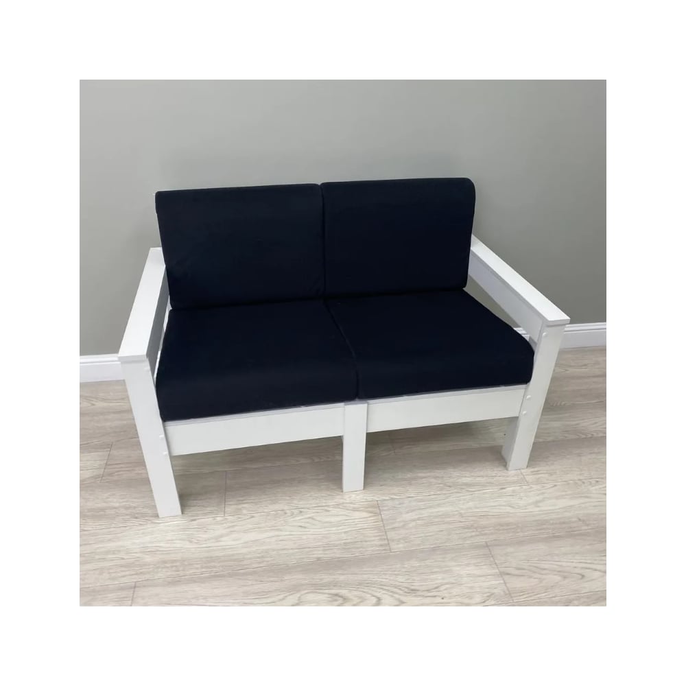 Изображение товара Двухместный диван NEW VICTORIA каркас белый велюр черный К0024