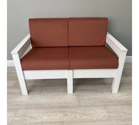 Изображение товара Диван 2-х местный NEW VICTORIA каркас белый, велюр кирпичный К0025