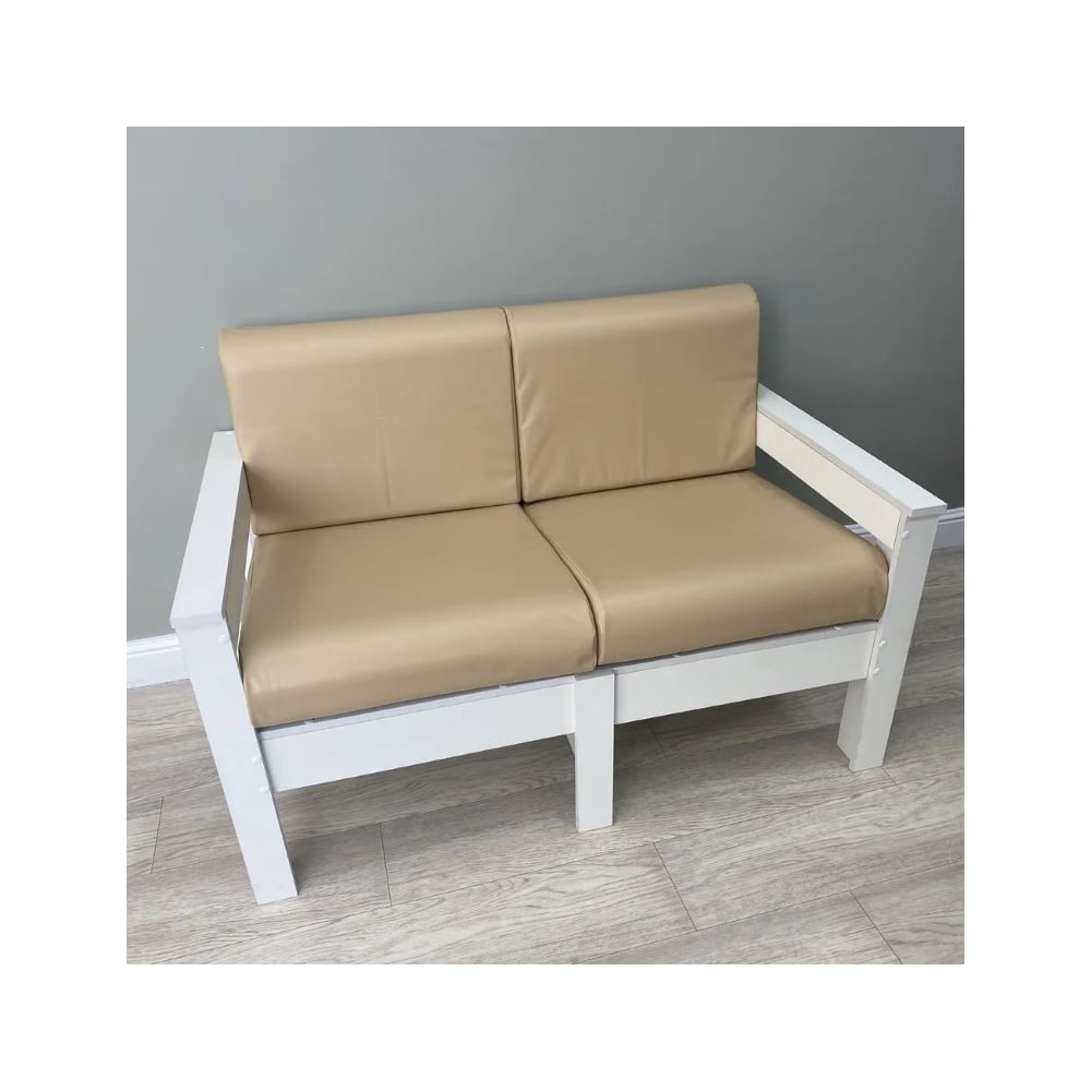 Изображение товара Диван 2-х местный NEW VICTORIA каркас белый, кожзам бежевый К0037