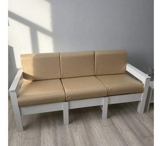 Изображение товара Диван 3-х местный NEW VICTORIA каркас белый, кожзам бежевый К0041