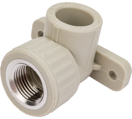 Изображение товара Угольник комбинированный с креплением, внутренняя резьба VALFEX PP-R серый, 20 мм х1/2" 10120020Г 127-0483